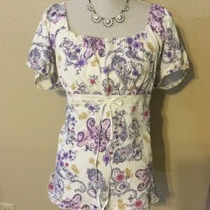 Lane Bryant 18/20 empire waist cream & purple